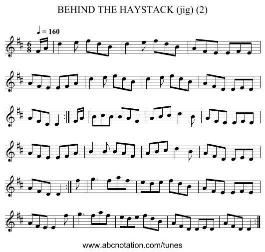 BEHIND THE HAYSTACK (jig) (2) - staff notation