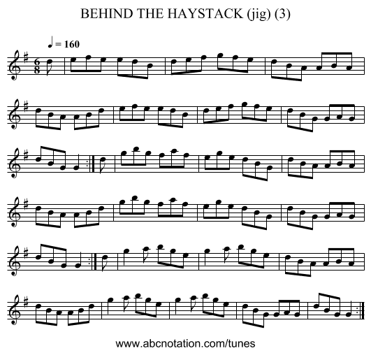 BEHIND THE HAYSTACK (jig) (3) - staff notation