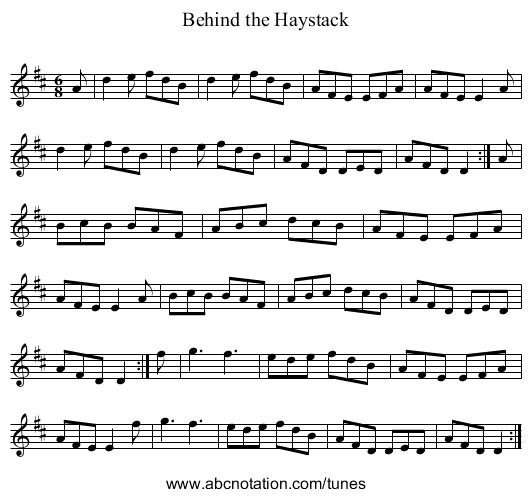 Behind the Haystack - staff notation