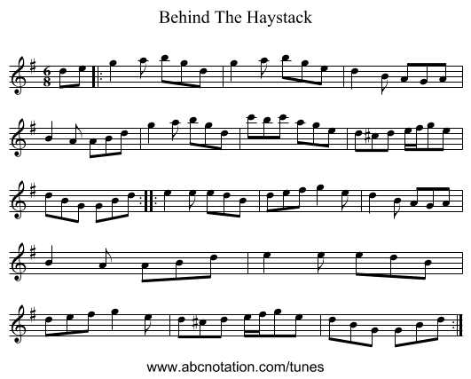 Behind The Haystack - staff notation