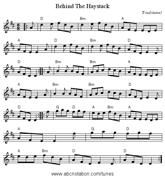 Behind The Haystack - staff notation