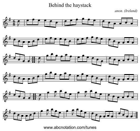 Behind the haystack - staff notation