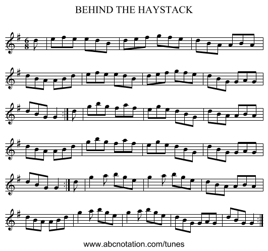 BEHIND THE HAYSTACK - staff notation