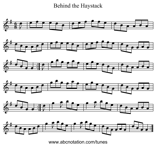 Behind the Haystack - staff notation