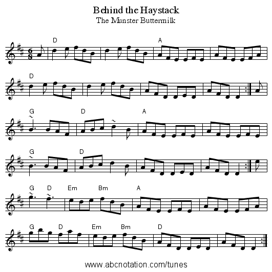 Behind the Haystack - staff notation