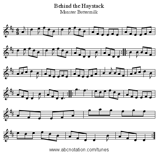 Behind the Haystack - staff notation