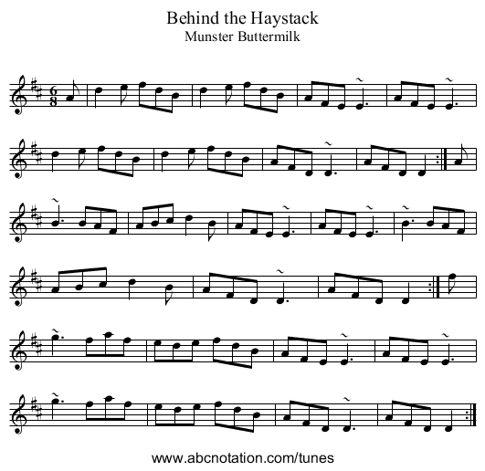Behind the Haystack - staff notation
