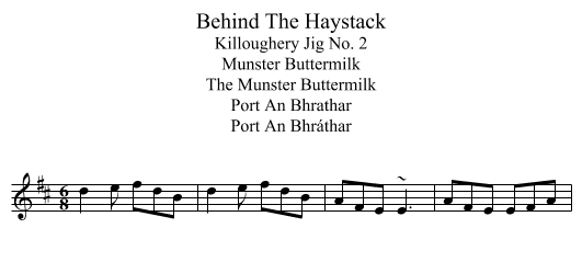 Behind The Haystack - staff notation