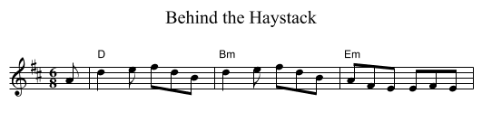 Behind the Haystack - staff notation
