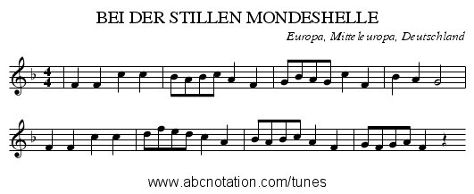 BEI DER STILLEN MONDESHELLE - staff notation