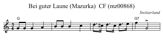 Bei guter Laune (Mazurka)  CF (mz00868) - staff notation