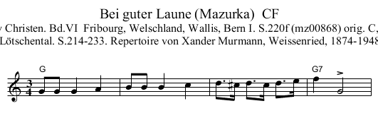 Bei guter Laune (Mazurka)  CF - staff notation
