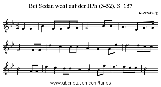 Bei Sedan wohl auf der H?h (3-52), S. 137 - staff notation