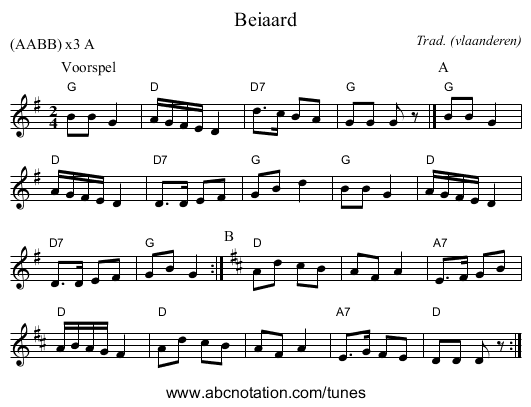 Beiaard - staff notation