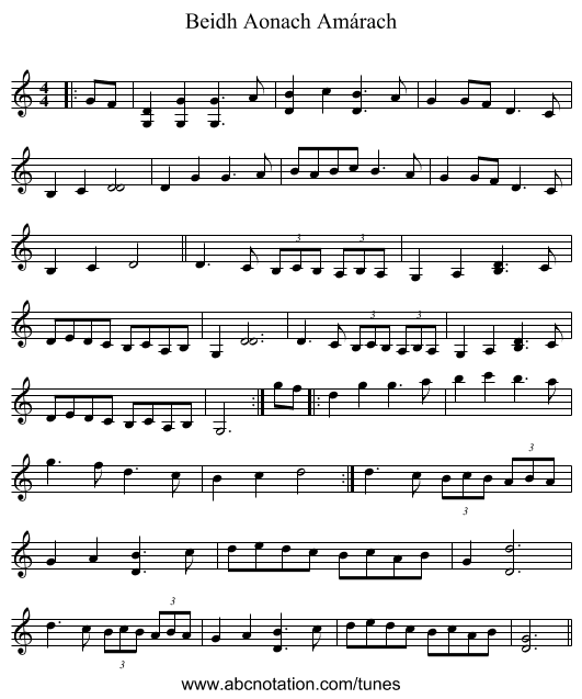 Beidh Aonach Amárach - staff notation