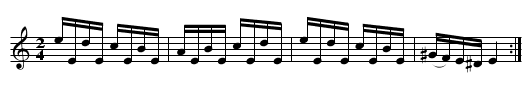 Beigele (transposed for jc's e flat clarinet), A  - staff notation
