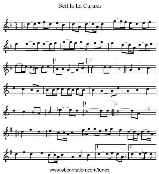 Beil.la La Curuxa - staff notation