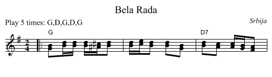 Bela Rada - staff notation