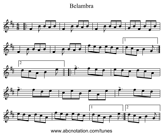 Belambra - staff notation
