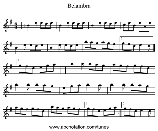 Belambra - staff notation