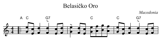 Belasičko Oro - staff notation