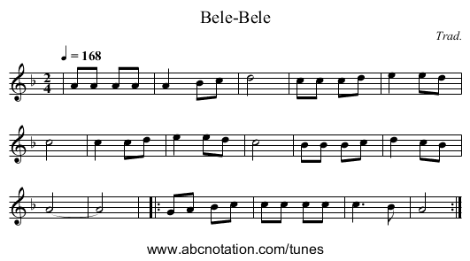 Bele-Bele - staff notation