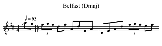 Belfast (Dmaj) - staff notation