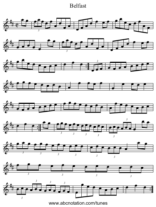 Belfast - staff notation