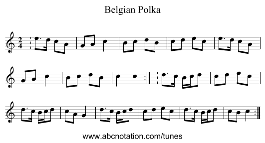 Belgian Polka - staff notation