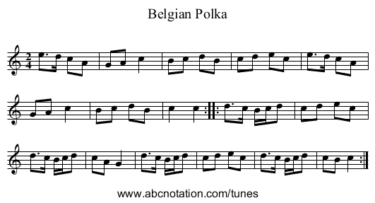 Belgian Polka - staff notation