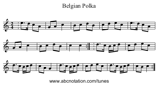 Belgian Polka - staff notation