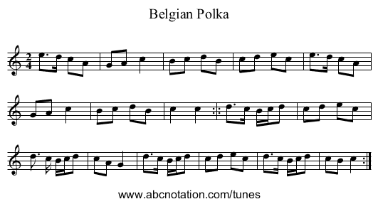 Belgian Polka - staff notation