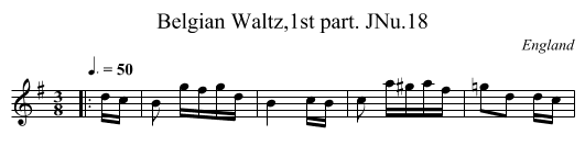 Belgian Waltz,1st part. JNu.18 - staff notation