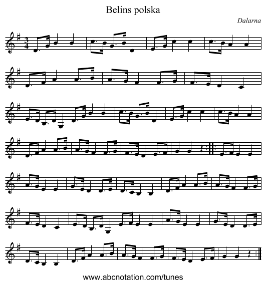 Belins polska - staff notation