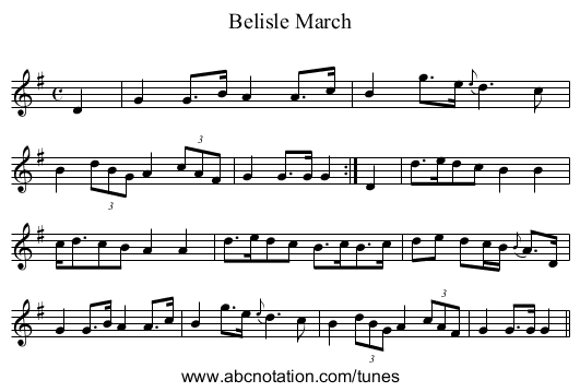 Belisle March - staff notation