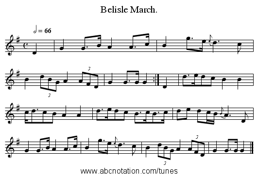 Belisle March. - staff notation