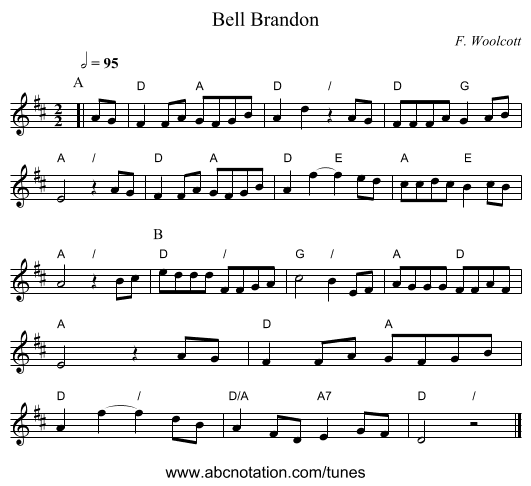 Bell Brandon - staff notation