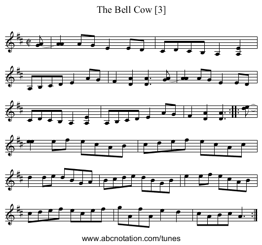 Bell Cow [3], The - staff notation