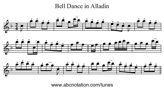 Bell Dance in Alladin - staff notation