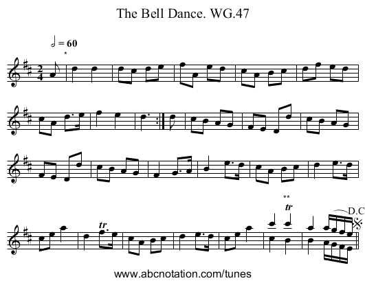 Bell Dance. WG.47, The - staff notation