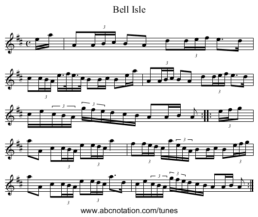 Bell Isle - staff notation