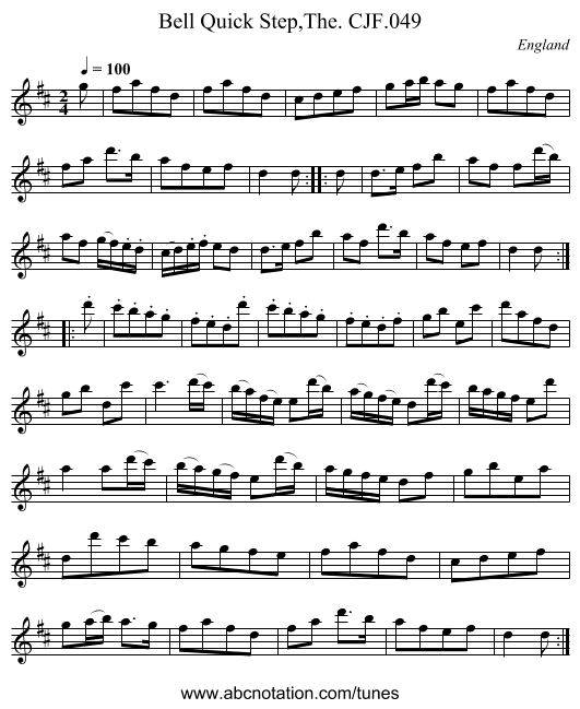 Bell Quick Step,The. CJF.049 - staff notation