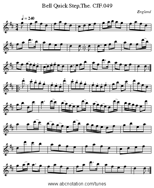 Bell Quick Step,The. CJF.049 - staff notation