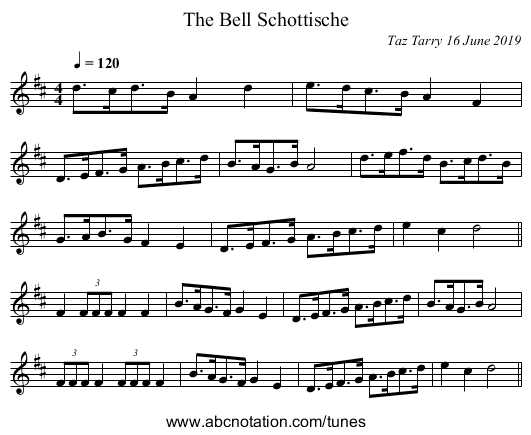 Bell Schottische, The - staff notation