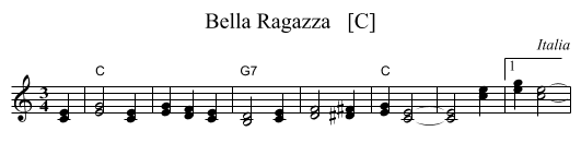 Bella Ragazza   [C] - staff notation