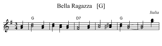 Bella Ragazza   [G] - staff notation
