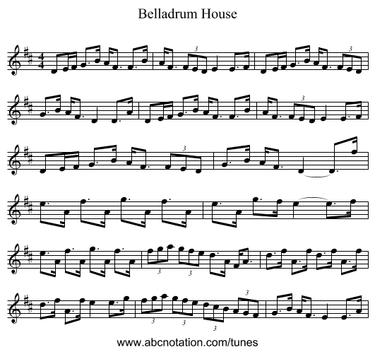 Belladrum House - staff notation