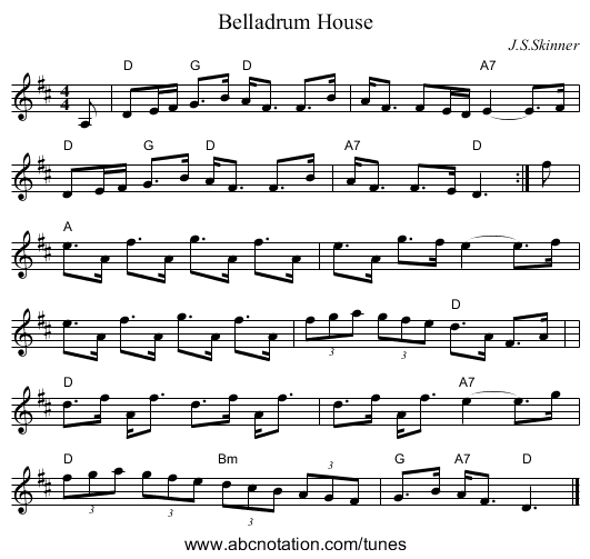 Belladrum House - staff notation