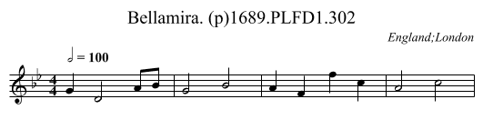Bellamira. (p)1689.PLFD1.302 - staff notation