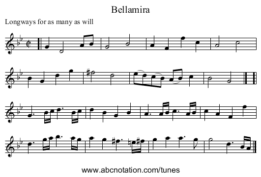 Bellamira - staff notation
